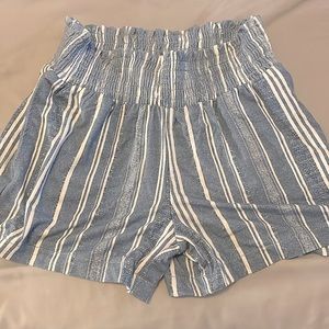 blue and white shorts